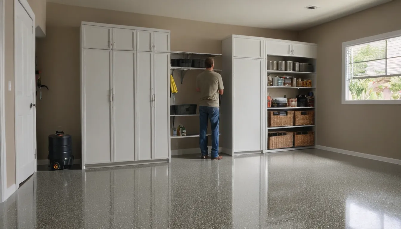 Finished epoxy garage floor with flake finish in a home near Warren