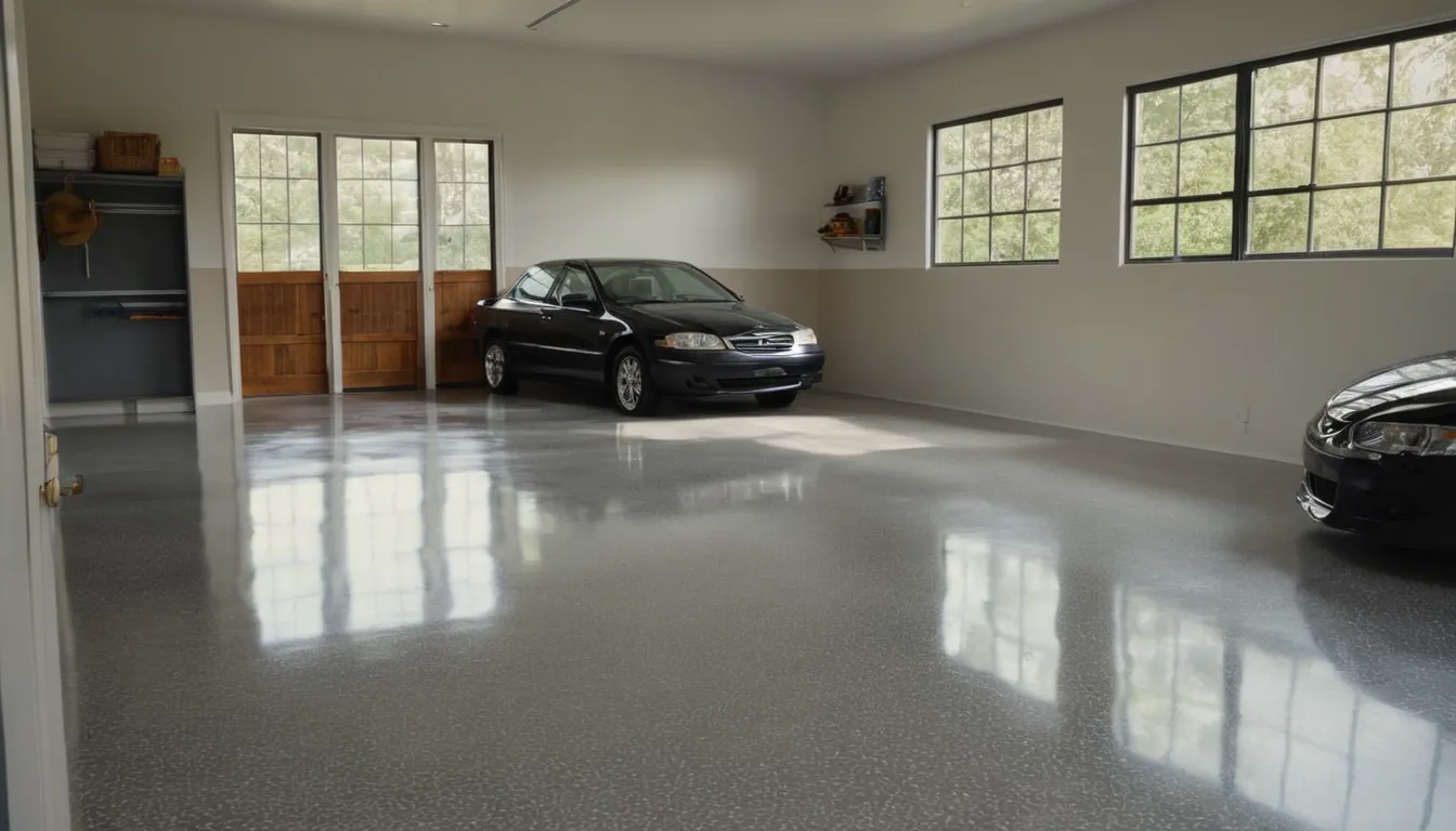 A freshly coated epoxy garage floor in a Warren home